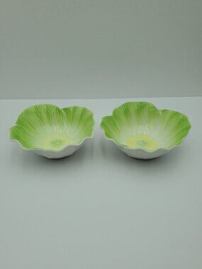Pier 1 Green Flower Bowls Green Leaves Petals Flower Shaped Bowls